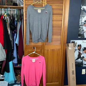 Women’s Large Hollister Sweaters. 1 grey. 1 pink